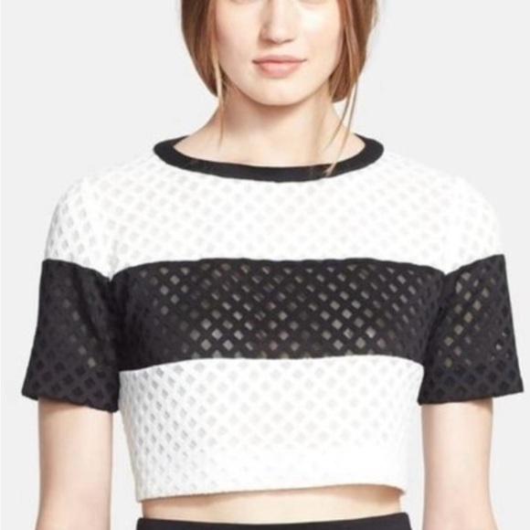 Elizabeth and James Leda Lattice Mesh Crop Top Small new with tags - Picture 2 of 3